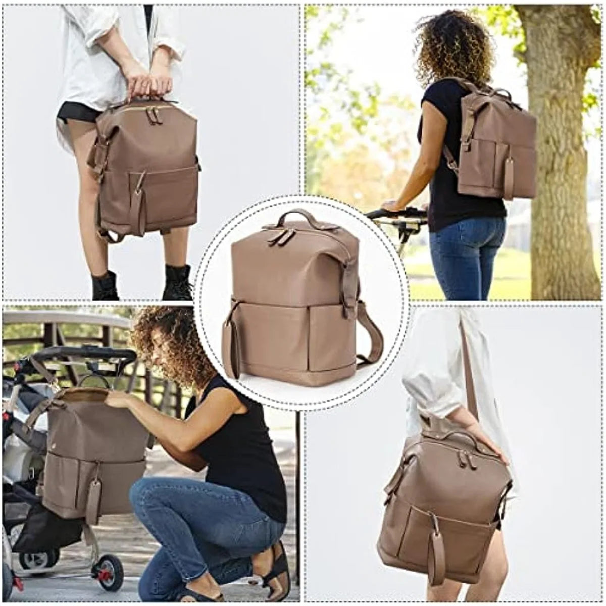 Infant & Baby PU Leather Diaper Bag – Nursing & Travel Friendly