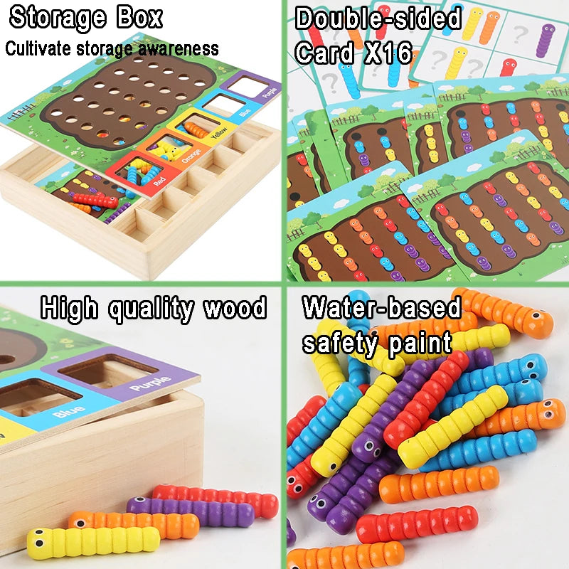 Worm Catch Game Toddler Montessori Colour Matching Sorting Sensory Education Toy Fine Motor Training Parish Novelty Toy for Baby