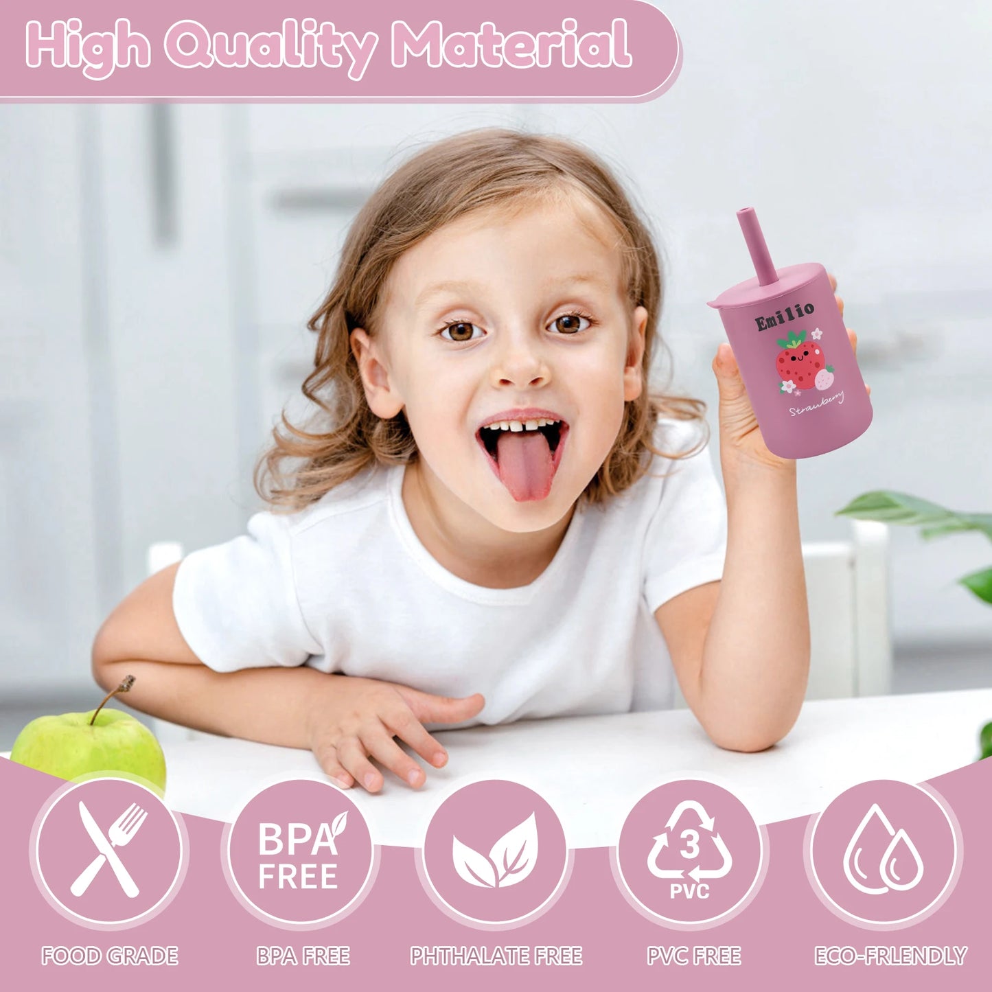 Toddler Feeding Bottle – Silicone Straw Cup for Kids