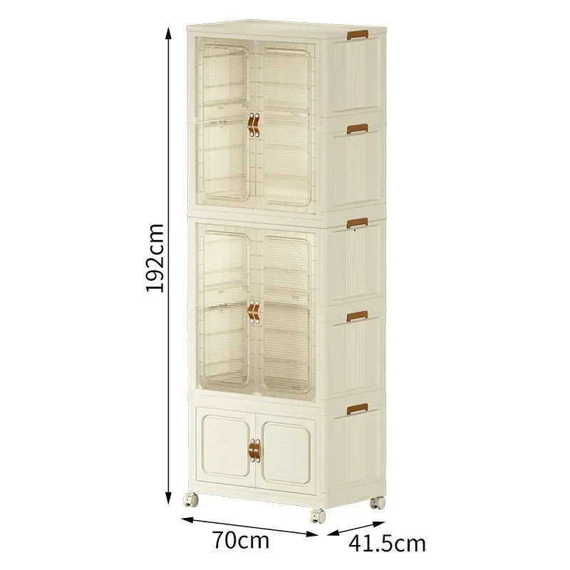 Large Folding Box Installation-free Storage Closet Cabinet Children's Wardrobe Home Living Room Movable Capacity Organizer Bins