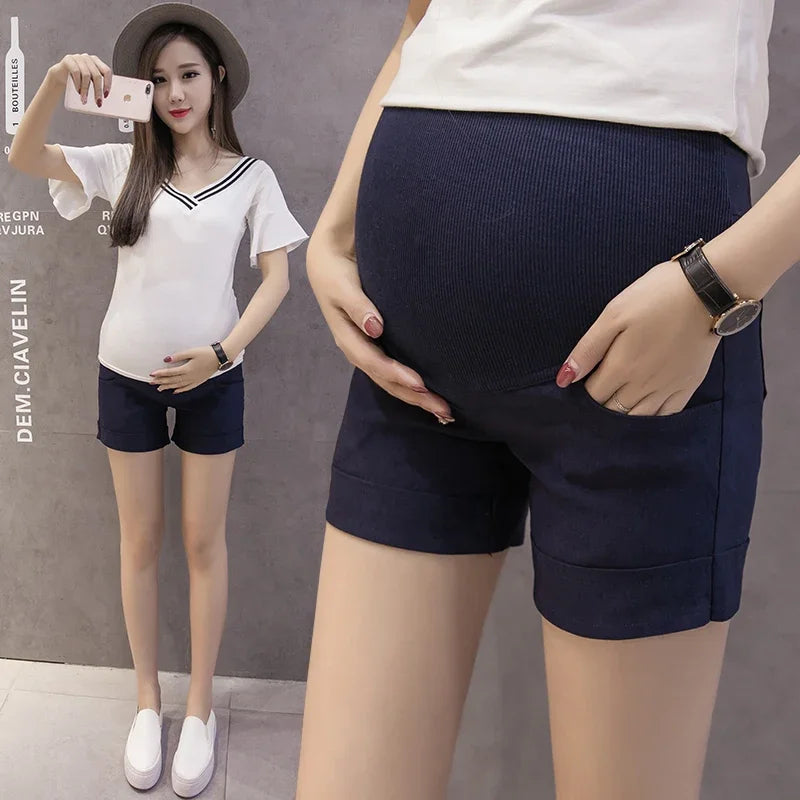 Summer Cotton Maternity Belly Short Pants Pregnant Women s Pregnancy  Trousers Adjustable  Clothes Korean Style