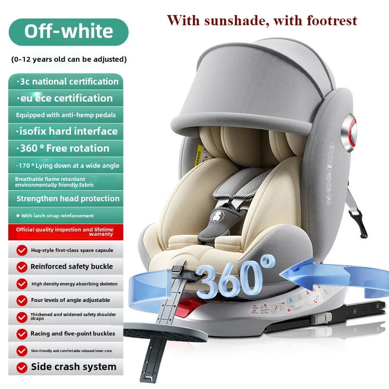 Universal 360° rotation Child Car Safety Seats baby car seat sit chair for 0-12 years old ISOFIX steel interface for newborn
