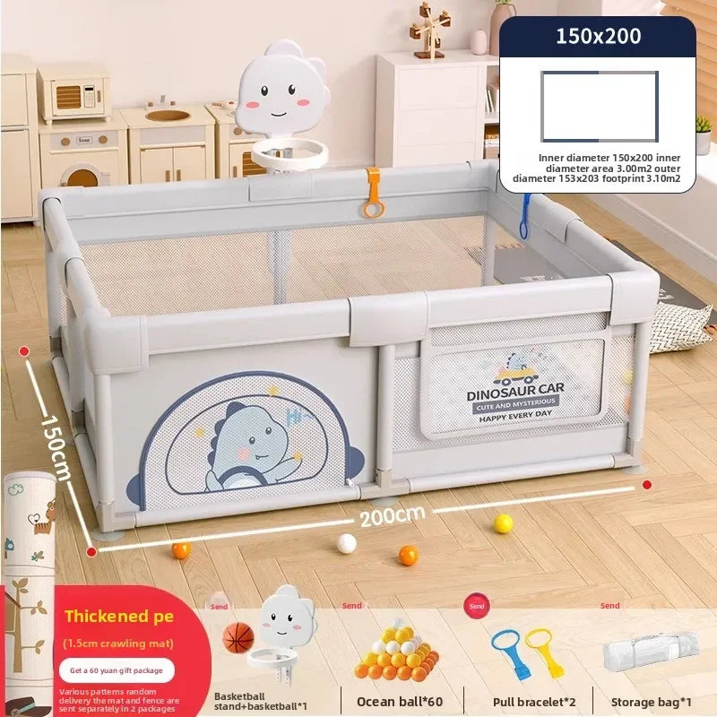 Parc de jeux sécurisé pour enfants avec barrière de sécurité et tapis