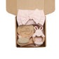 Newborn Bath Gift Set – Cotton Blanket, Milestone Cards & Rattle