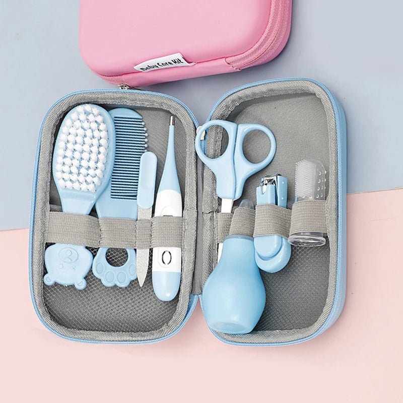 8PCS/Set Baby Health Care Kit Kids Nail Hair Health Care Thermometer Grooming Brush Clipper Teether Toothbrush Baby Essentials