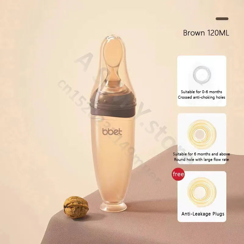 BBET Squeezing Feeding Bottle Silicone Newborn Baby Training Rice Spoon Infant Cerea Food Supplement Feeder Safe Tableware