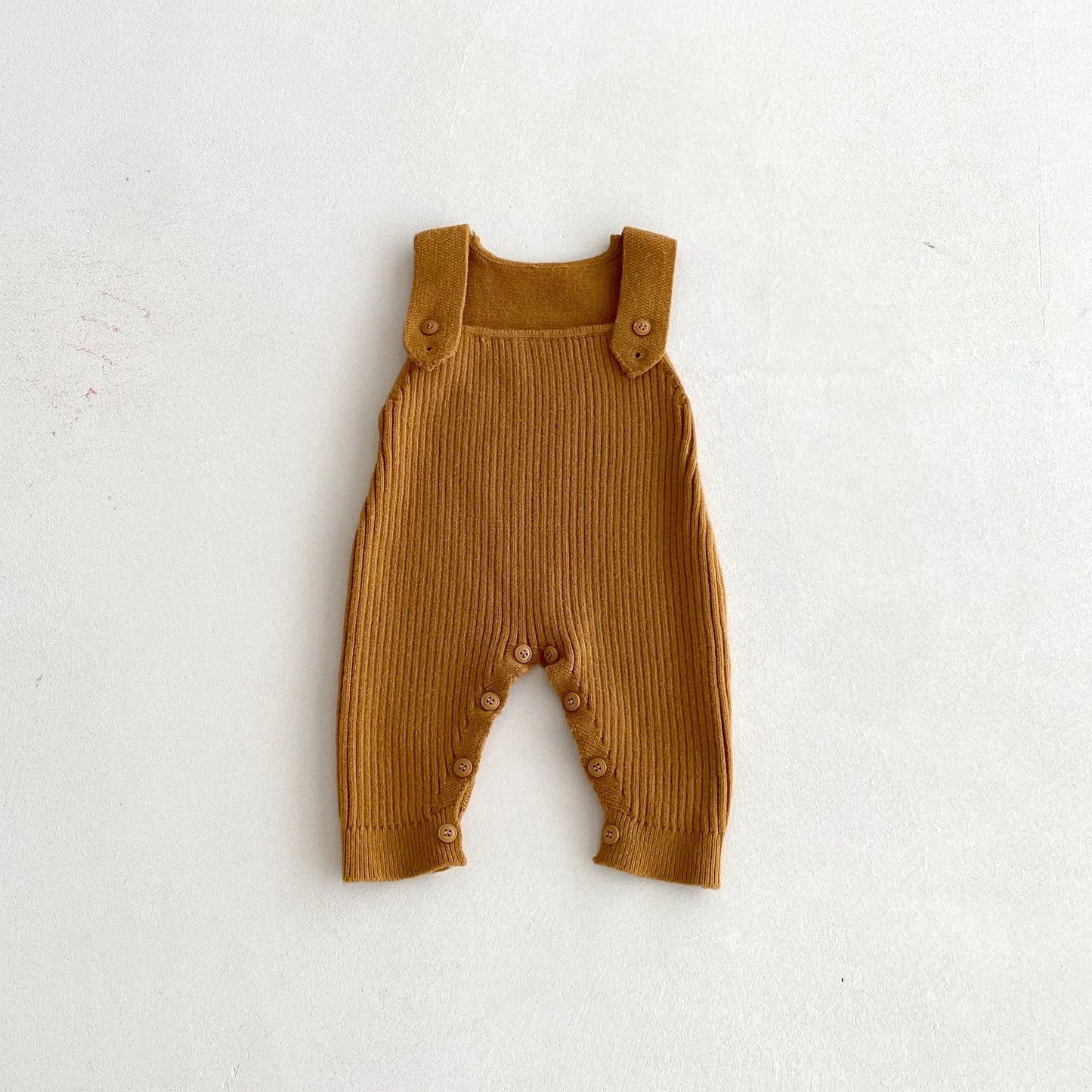 Knit Baby Overalls Romper Multi-Earthy Color Adjustable Buttons Autumn Winter New Outfit 0-3Y Kids Clothing