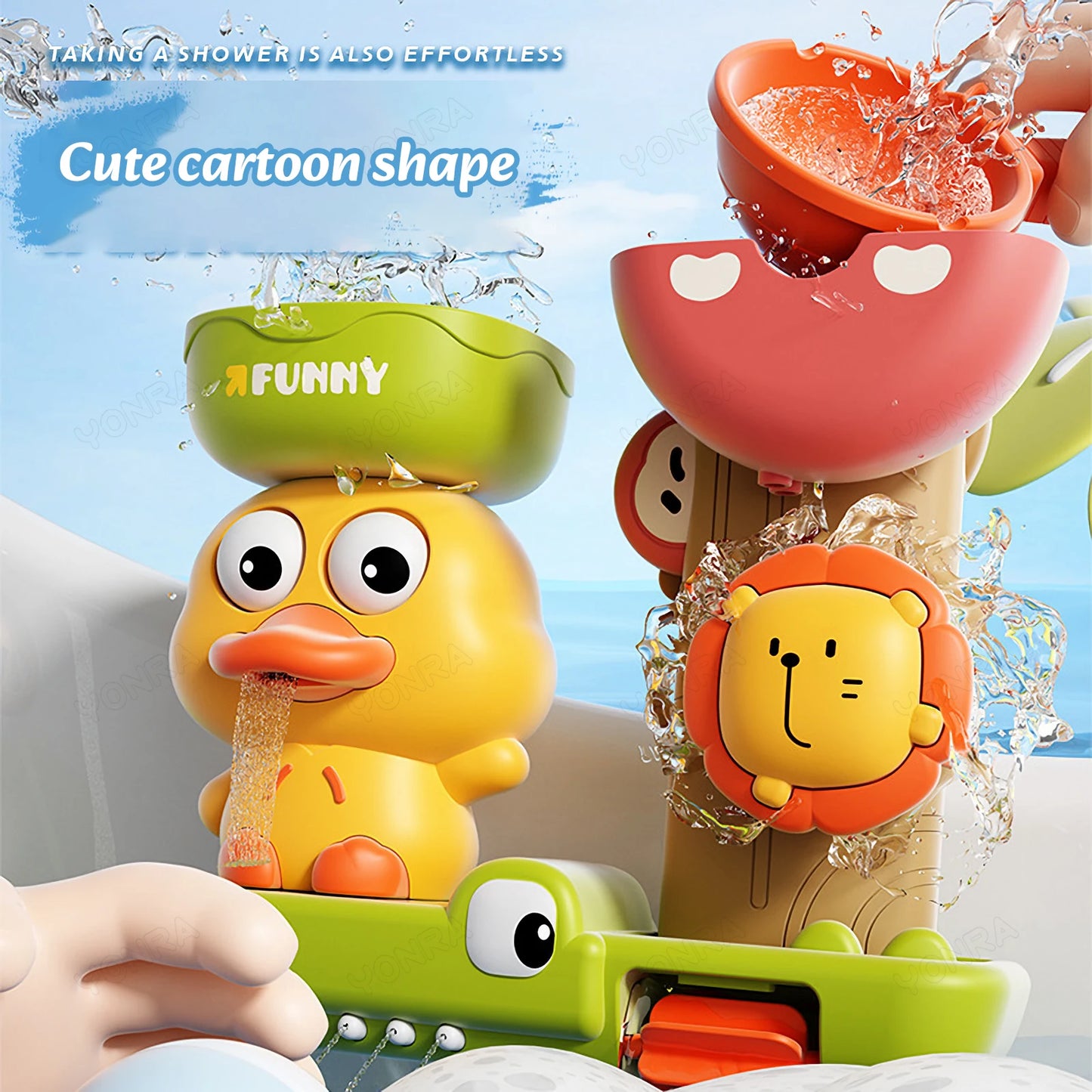 Baby Bath Toy Cute duck shape With suction cup Bathtub Toy Set for Kids BPA Free Kids Shower Toddlers Boys Girls Birthday Gifts