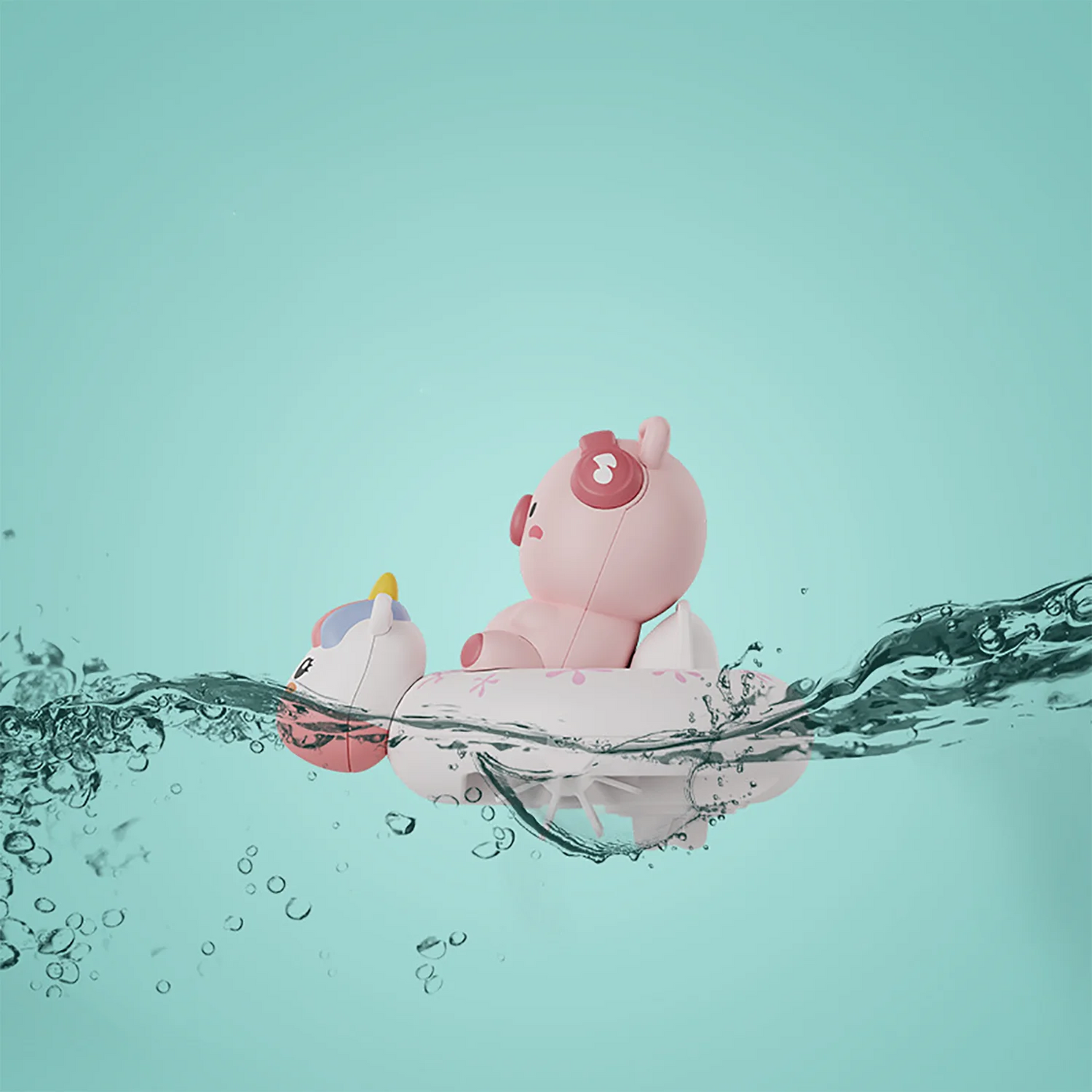 Toddler Bath Toy – Rabbit & Pig Rowing Water Play Set