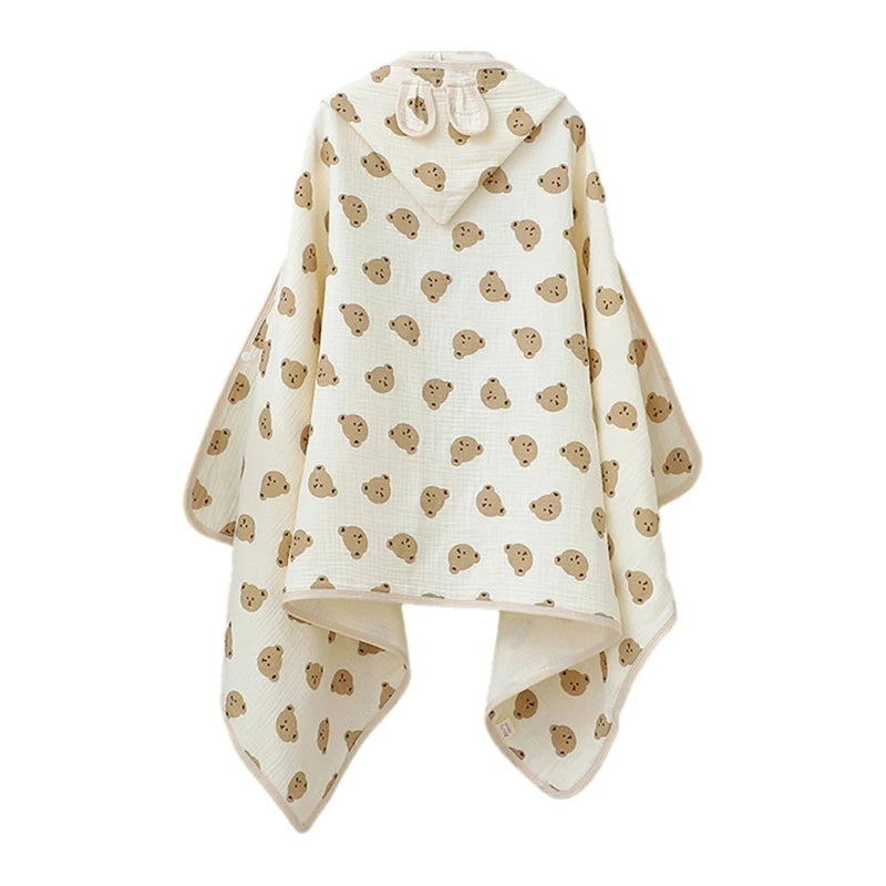 Soft Cotton Baby Hooded Towel Bath Towel for Boys Girls rabbit ear Bathrobe Sleepwear Kid's Clothing Floral Print Color ponchos