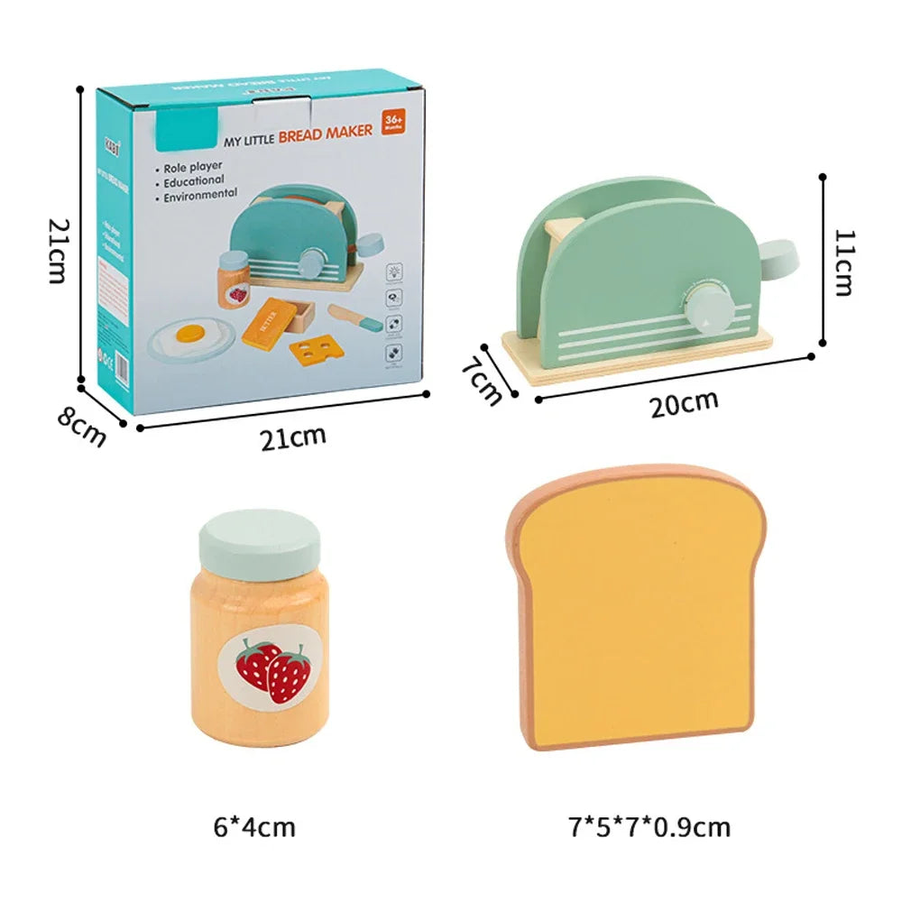 Wooden Toaster Toy – Pretend Play Breakfast Set for Kids