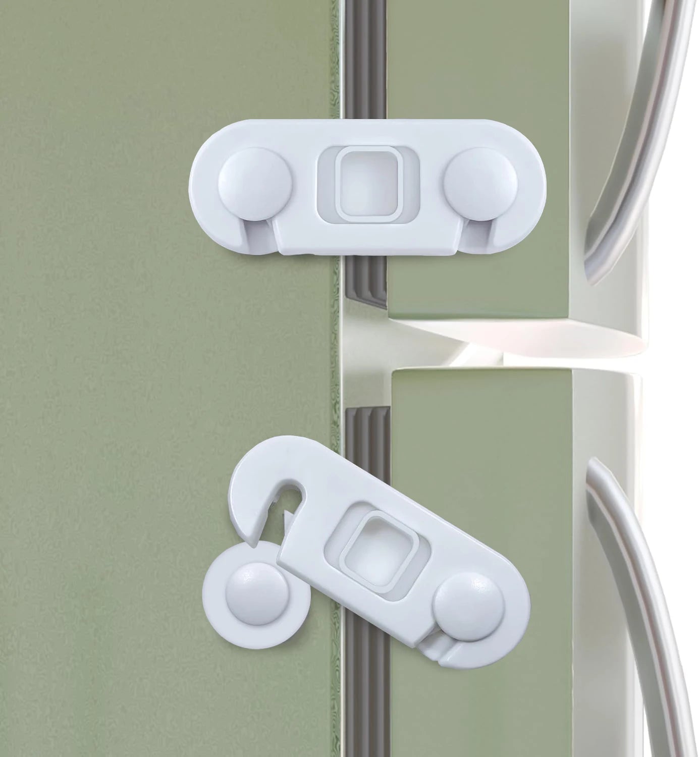 Child Proof Refrigerator Lock, Baby Safety Locks for Fridges, Cabinets, Drawers, Double Doors and More, Ergonomically Designed