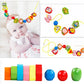Monterssori Beaded Wooden Toys Baby Cartoon Fruit Animal Stringing Wooden Beads Toys Children's Educational Games