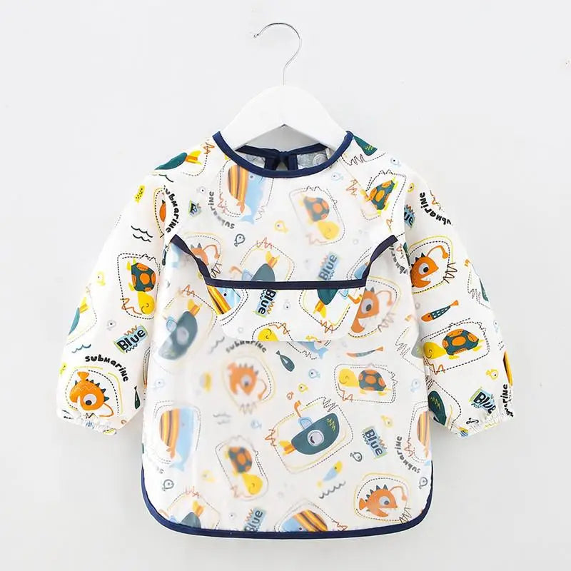 Baby Newborn Apron Bibs Toddler Long Sleeve Scarf Waterproof Art Smock Feeding Bib Infant Boys Girls Kids Burp Cloth Bandana