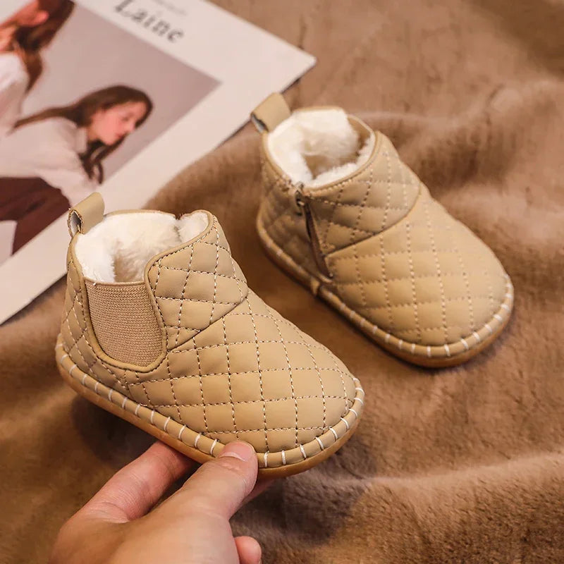 Winter Baby Girls Boys Snow Boots Warm Plush Children Outdoor Shoes Soft Sole Non-slip Infant Shoes Kids Cotton-padded Shoes