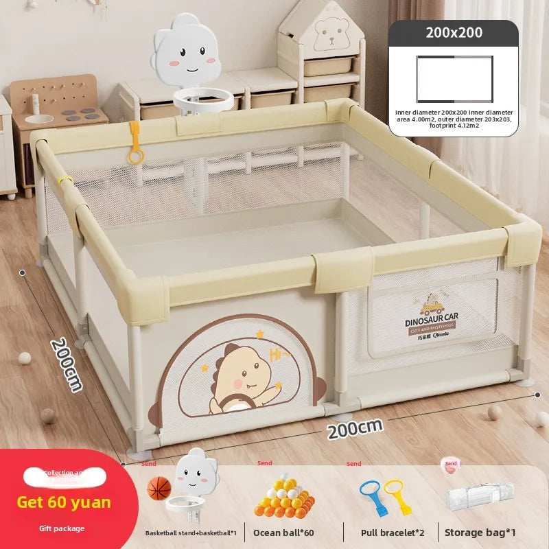 Parc de jeux sécurisé pour enfants avec barrière de sécurité et tapis