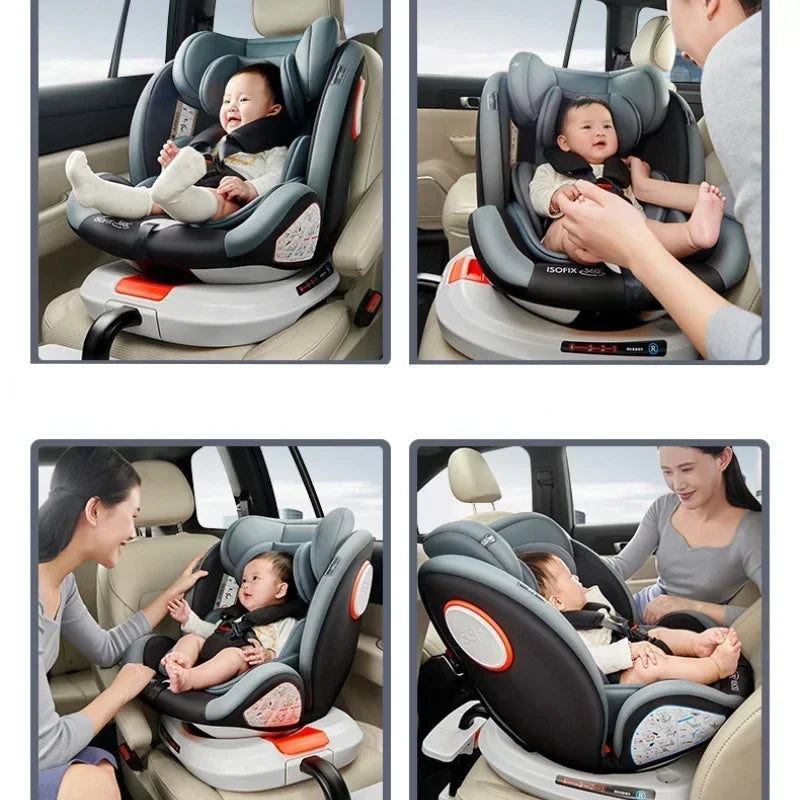 Baby Car Safety Seat 360° Rotatable Car Child Safety Seat Strengthened ISOFIX Hard Interface Child Safety Car Seat with Support