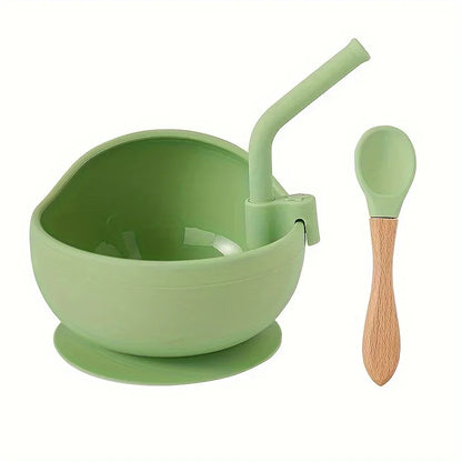 Baby Kitchenware – Silicone Bowl with Spoon & Straw Set