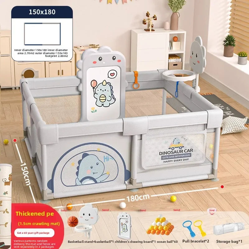 Parc de jeux sécurisé pour enfants avec barrière de sécurité et tapis