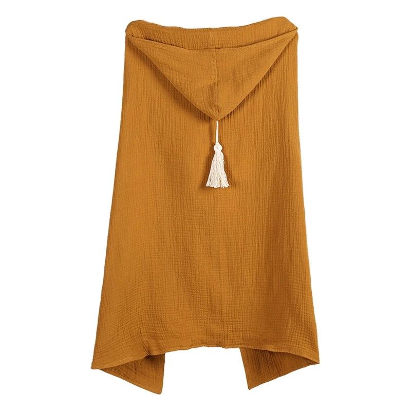 2022 New Baby Hooded Bath Towel Receiving Blanket Muslin 4 Layers Cotton Gauze Swaddle Wrap Towel Cape Bathrobe Cloak Poncho