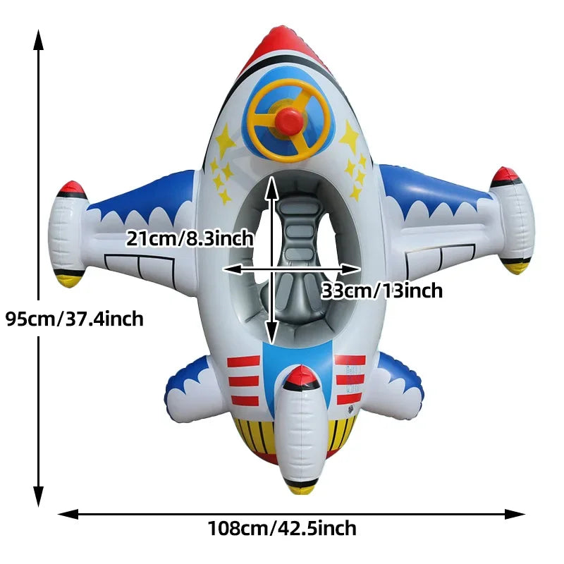 Inflatable Baby Airplane Pool Float – Fun Seat with Steering Wheel