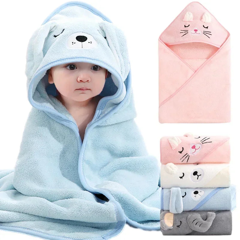 Towels Newborn Cartoon Animal Baby Bath Soft Hooded Towel Blanket Toddler Bathrobe Warm Sleeping Swaddle Wrap for Boys Girls