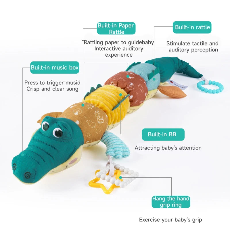 Cartoon Animal Crocodile Musical Caterpillar Toys Soft Plush Chameleon Educational Interactive Toys Newborn Sleep Accompany Toys