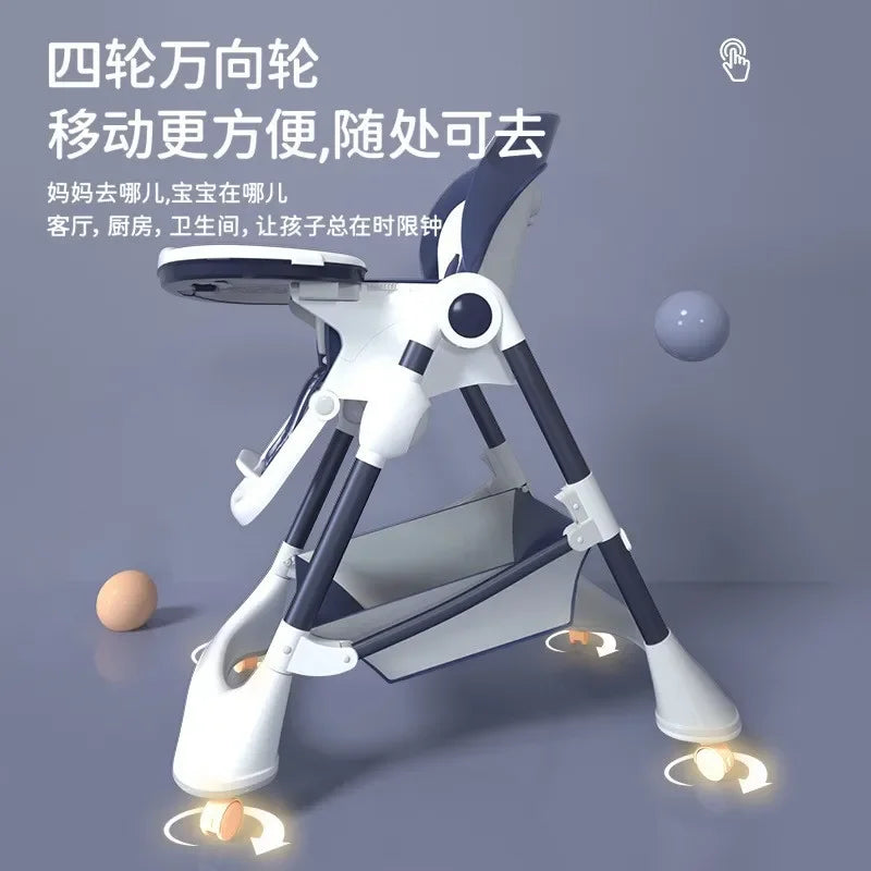 Multifunctional Baby Highchair Baby Foldable Seat Adjustable Height Baby Feeding Chair