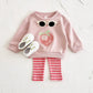 Baby Girl 2PCS Set – Long Sleeve Top & Pants, Cute Peach Autumn/Spring Outfit