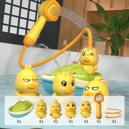 Children Showerhead Shower Toy Little Yellow Duck Electric Rotating Showerhead Water Spray Baby Shower Toy Boys Girls Bath Toys