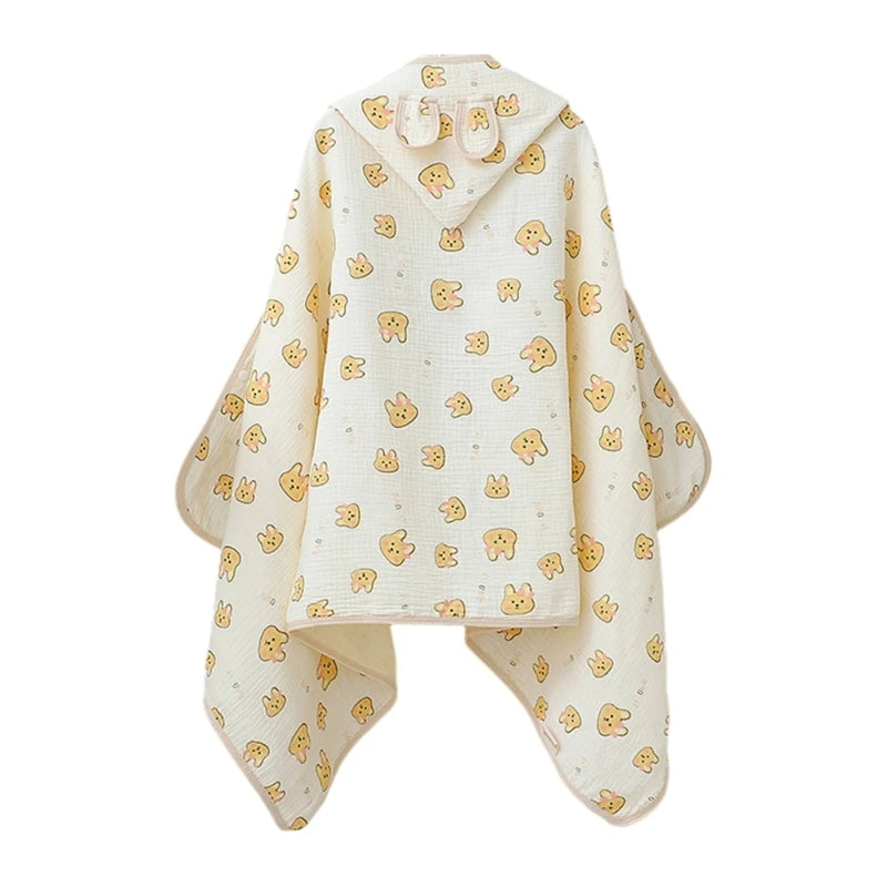 Soft Cotton Baby Hooded Towel Bath Towel for Boys Girls rabbit ear Bathrobe Sleepwear Kid's Clothing Floral Print Color ponchos