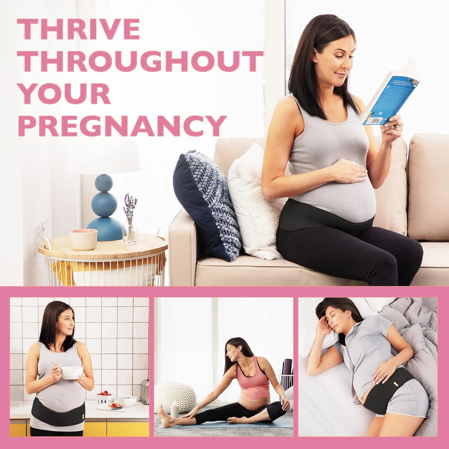 Pregnancy  Support Band for Abdomen, Pelvic, Waist, & Back Tiredness，Adjustable Gepoetry Maternity Belly Band for Pregnant Women