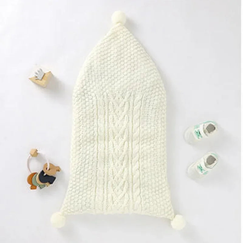 Nouvelles couvertures d'emmaillotage tricotées unies pour bébés de 0 à 1 an, chaudes et douillettes pour l'hiver.