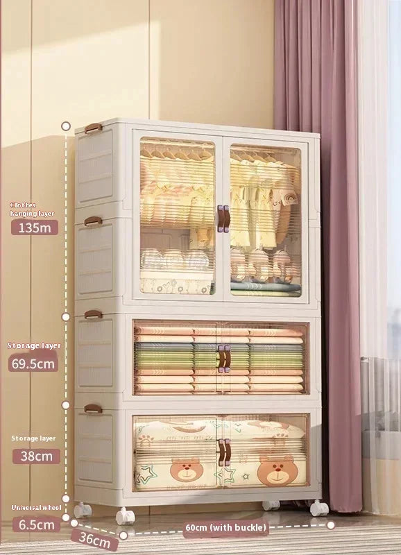 Baby’s Bedroom Closets Wardrobe Clothes Folding Bins Transparent Visual Cabinets Stable Load-bearing Clothes Organizer Rack