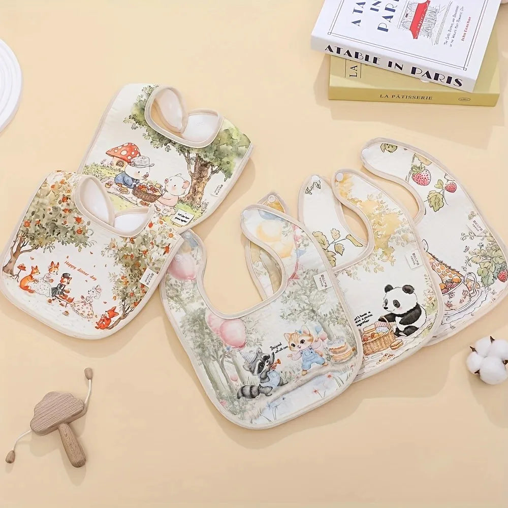 Durable Cotton Baby Bibs Adjustable Neck Waterproof Burp Clothes Baby Care Absorbent Eating Protector for Girls Boys