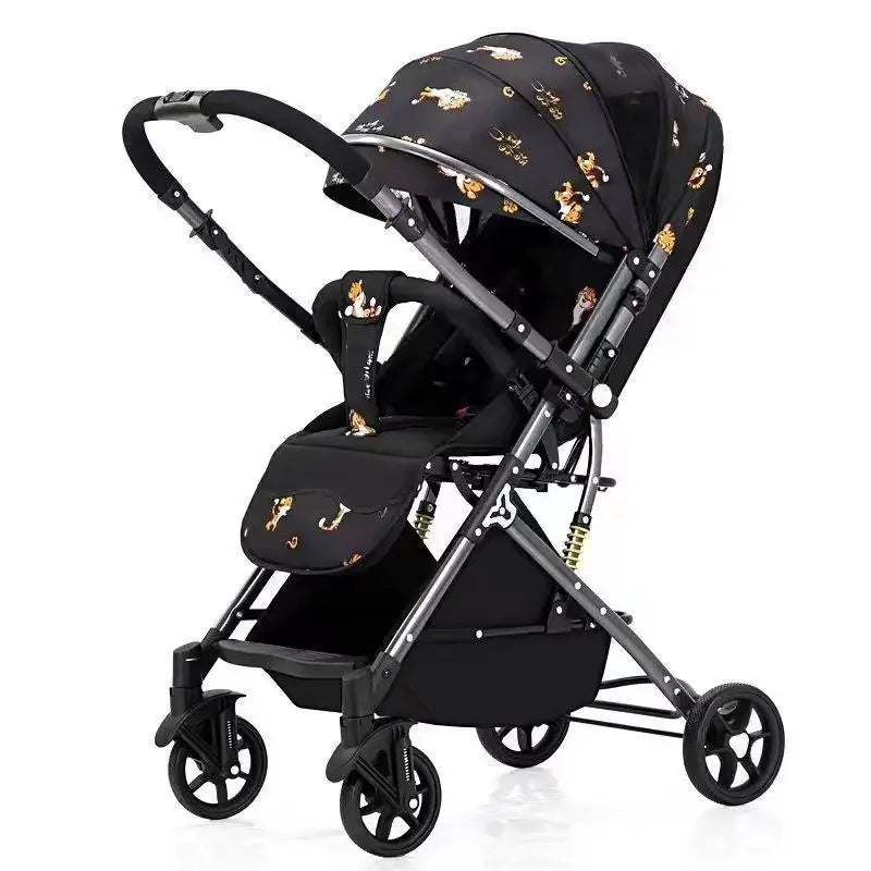 Ultra-light Four-wheel Baby Stroller Can Sit or Lie Down High-view Simple Baby Stroller Two-way Foldable Children's Stroller