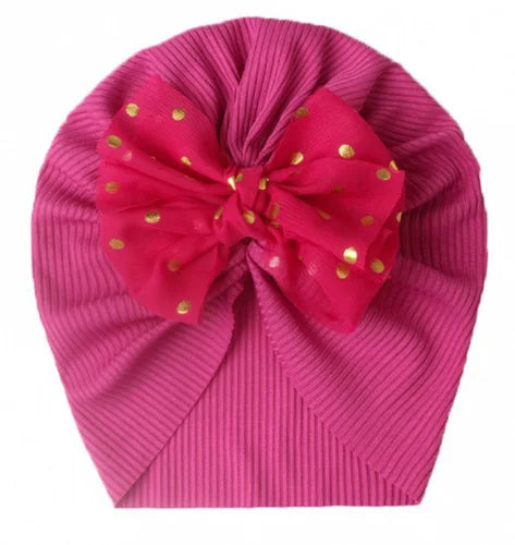 Cute Bow Baby Turban Hat Soft Elastic Beanie for Newborn Girls Summer