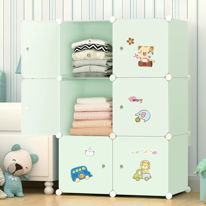Kids Plastic Closet Storage Clothes Organizer Shelf Modern Minimalist Bedroom Baby Wardrobe Cheap Small Muebles Home Furniture