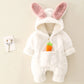 Warm Coral Fleece Baby Romper – Cute Rabbit Design
