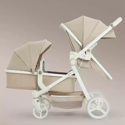 Newest luxury twin baby stroller, poussette double baby stroller,high quality twin baby stroller with 1 year warranty