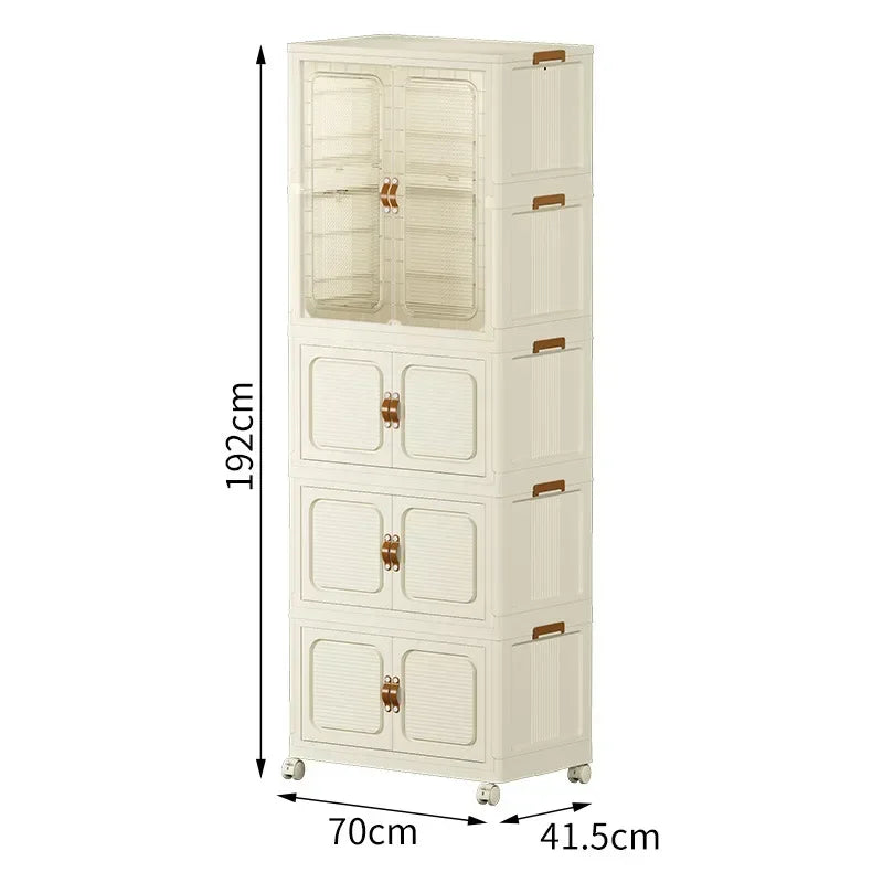 Large Folding Box Installation-free Storage Closet Cabinet Children's Wardrobe Home Living Room Movable Capacity Organizer Bins