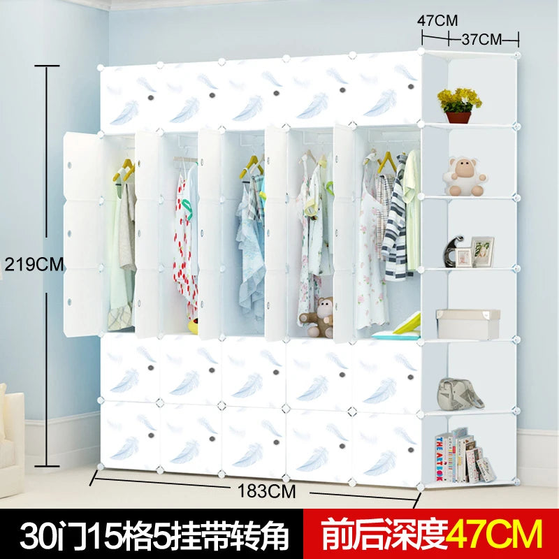 Minimalist Modern Closet Plastic Cube Fabric Storage Baby Open Clothes Wardrobe Nordic Bedroom Guarda Roupa Furniture For Room