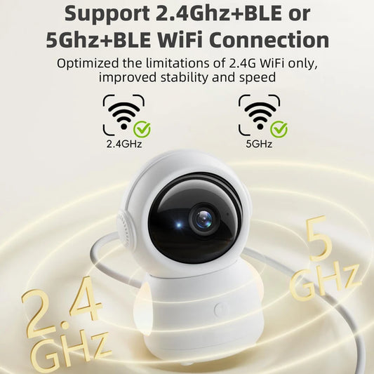 3MP 2.4G/5G WiFi Baby Monitor Cry Detection Motion Tracking Night Light ONVIF Security Protection Camera Alexa Google CloudEdge