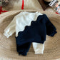 Baby Boy 2PCS Winter Set – Blue & White Fleece Top & Pants, 0–3Y