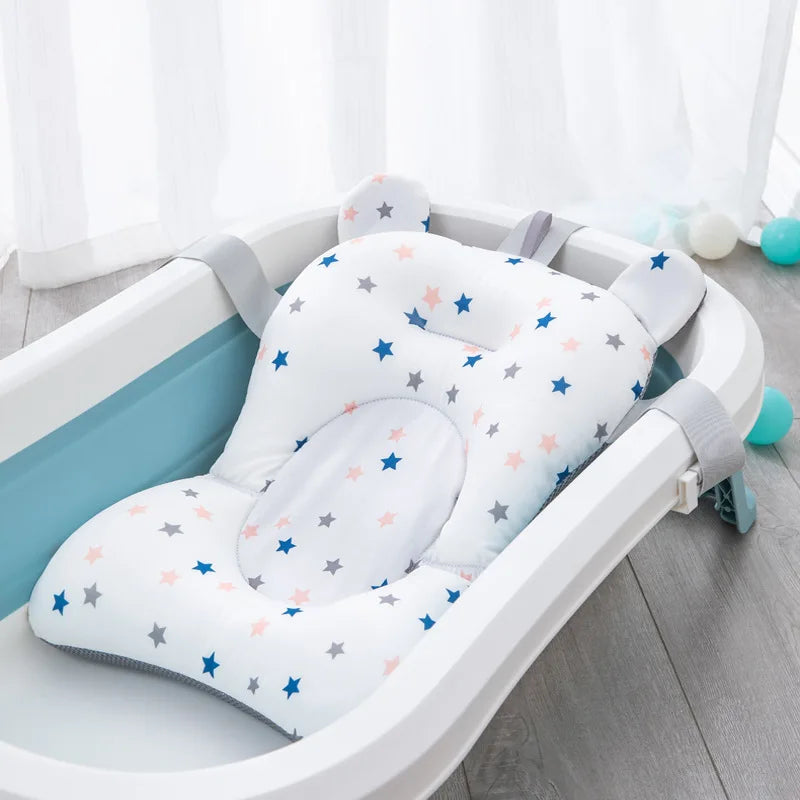 Baby Bath Seat Support Mat Babies Anti-Slip Kids Body Cushion Baby Bath Tub Pad Chair Newborn Bathtub Pillow Toddler Shower Net