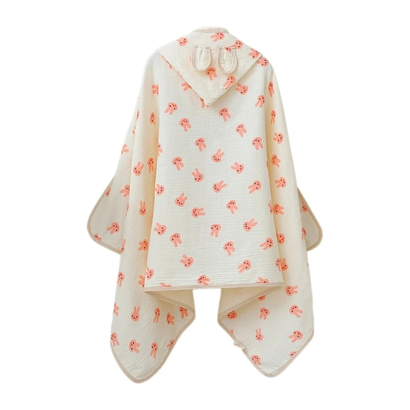 Soft Cotton Baby Hooded Towel Bath Towel for Boys Girls rabbit ear Bathrobe Sleepwear Kid's Clothing Floral Print Color ponchos