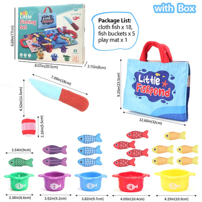 Plush Fishing Toys Baby Toys with Stacking Cups Sorting Educational Learning Montessori Toys for Toddler Gifts 1-3 Year Boy Girl
