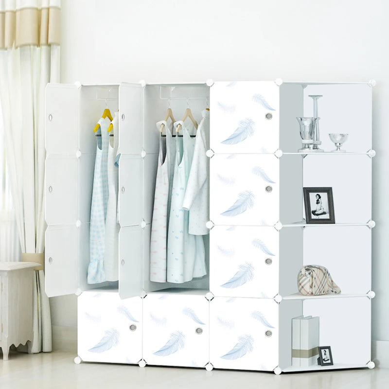 Minimalist Modern Closet Plastic Cube Fabric Storage Baby Open Clothes Wardrobe Nordic Bedroom Guarda Roupa Furniture For Room