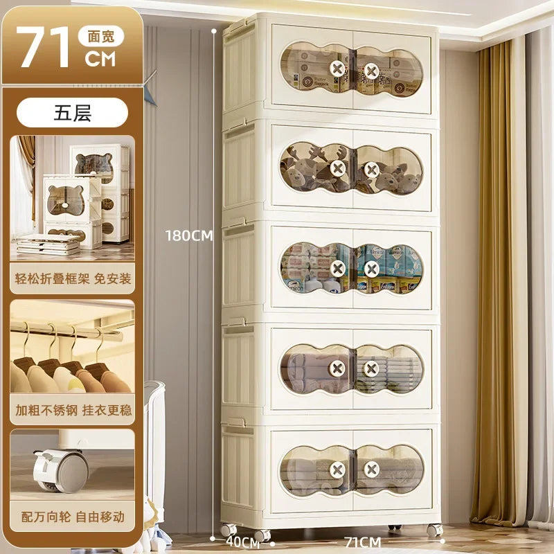 Wardrobe Clothes Baby Storage Cabinet Wardrobe Furniture Guarda Roupa Infantil Foldable Plastic Closet Bedroom Furniture
