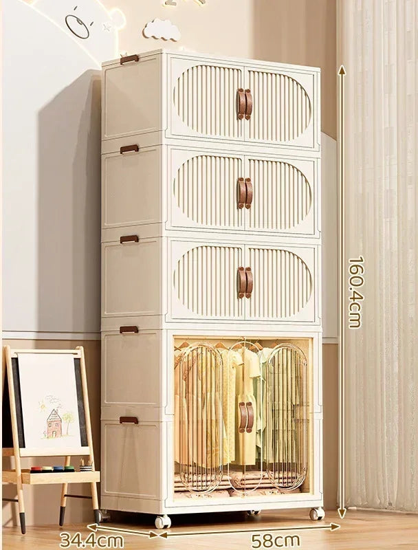 Children's Wardrobe Bedroom Closet Cabinet Baby Storage Box Toy Clothes Organizer Locker Folding Sorting Partition Wardrobe